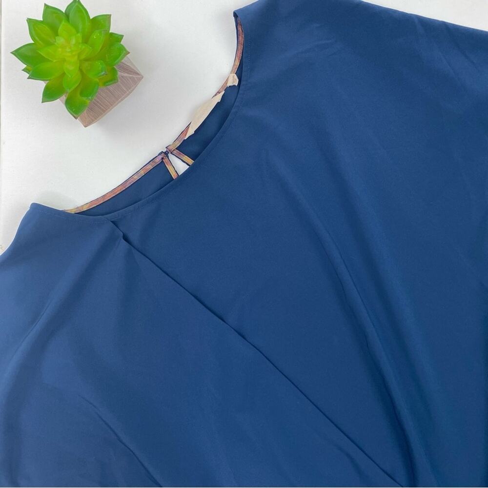 Soft Surroundings Women's Go Lively Travel Tee Drape Tunic Blue Size M 2DW78